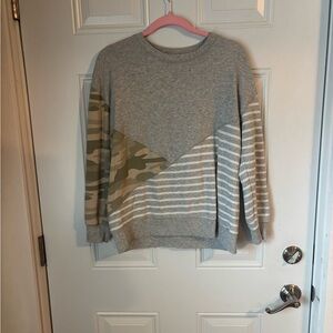 Maurices Gray and Camouflage Patterned Crewneck Sweater